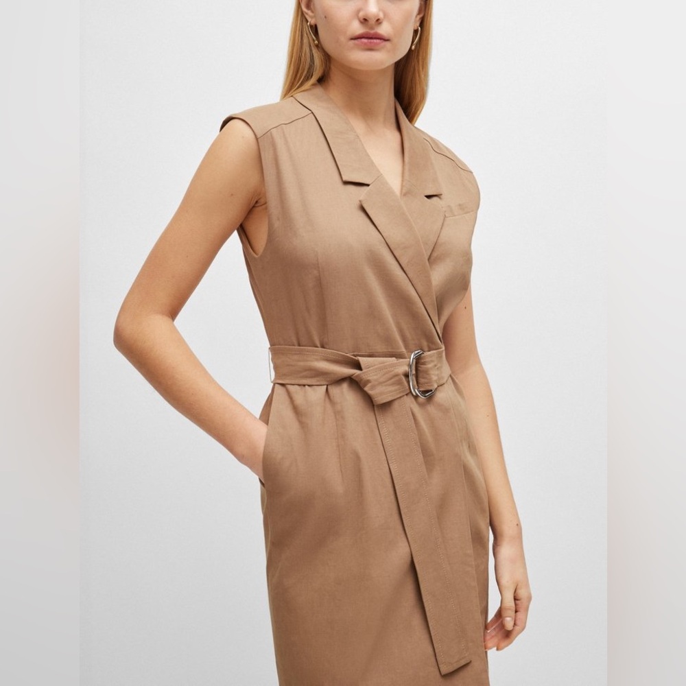 BOSS Sleeveless Belted Wrap Dress. Size 10 Women
#75
